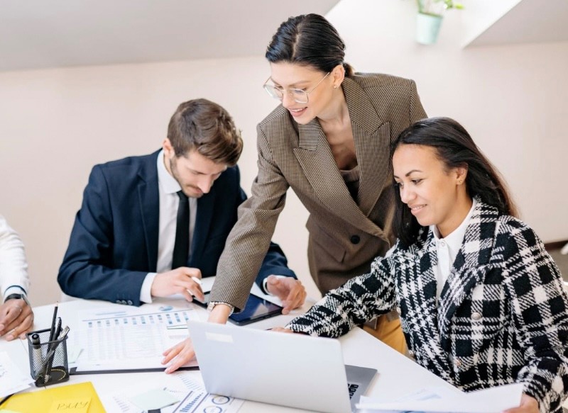 business people at a board room table